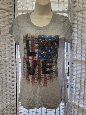 Rocker Girl LOVE American Graphic Tee with Studded Heart